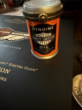 Harley-Davidson Orange and Black Vintage Oil trinket box